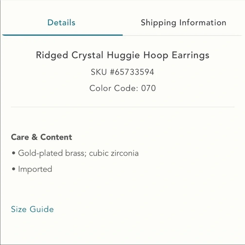 Anthropologie Ridged crystal huggie hoop earring - Picture 5 of 16